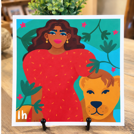 Confident Lioness — 8×8 Art Print