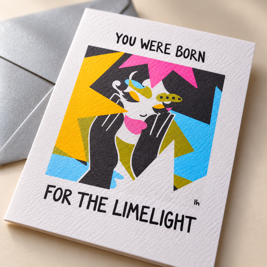 Close-up of the printed texture on the You Were Born for the Limelight card