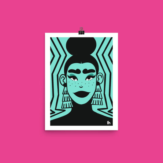 Blue Woman - Bold, Vibrant Matte Poster by Lo Harris