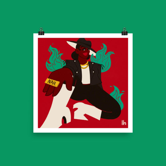 Nah - Bold, Vibrant Matte Poster by Lo Harris