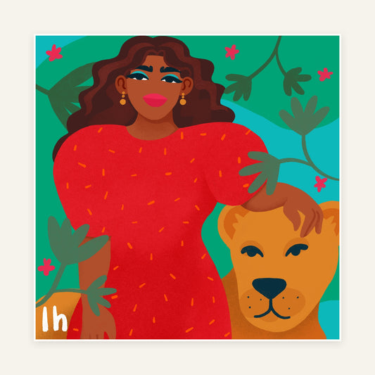 Confident Lioness — 8×8 Art Print