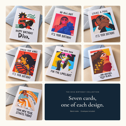 The Diva Birthday Collection — Assorted Set of 7 Greeting Cards