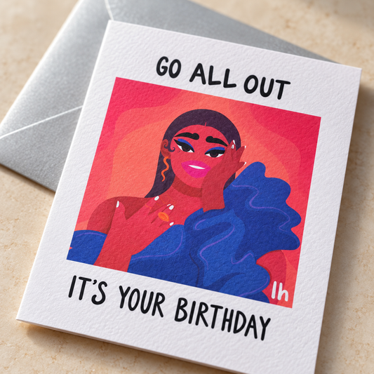 Close-up of the printed texture on the Go All Out card