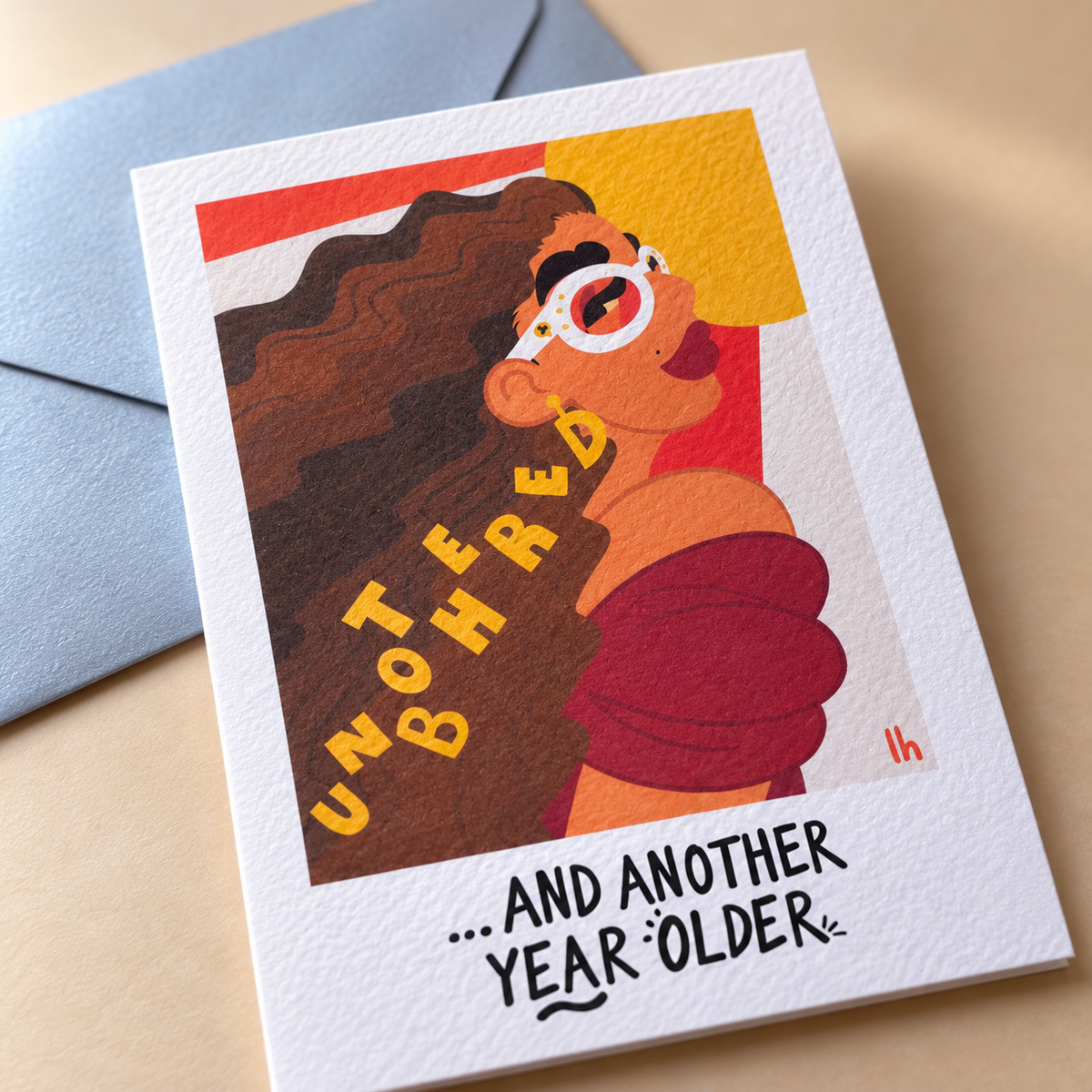Close-up of the printed texture on the Unbothered card