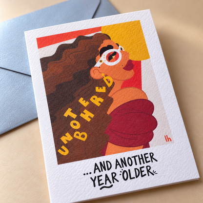 Close-up of the printed texture on the Unbothered card