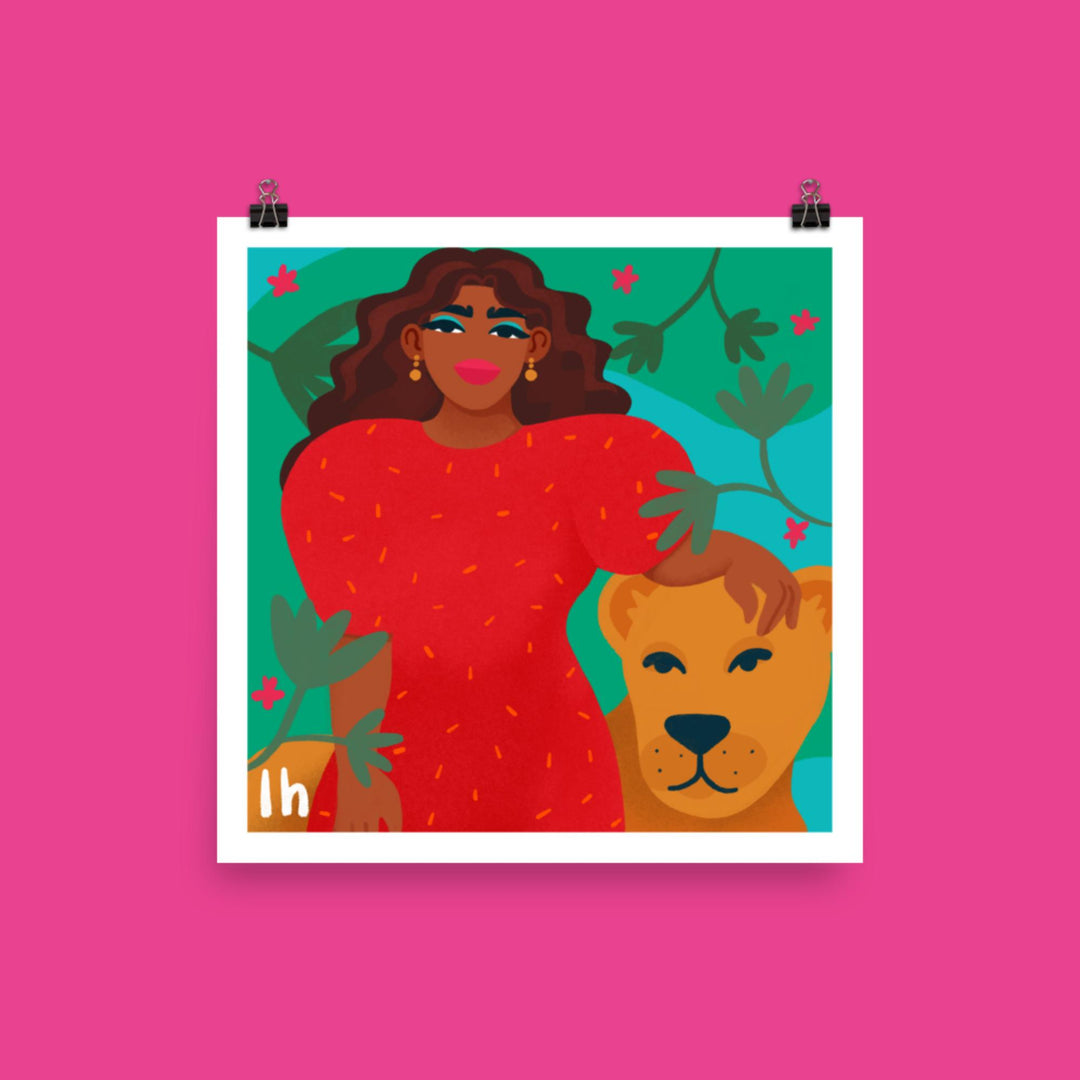 Confident Lioness - Bold, Vibrant Matte Poster by Lo Harris