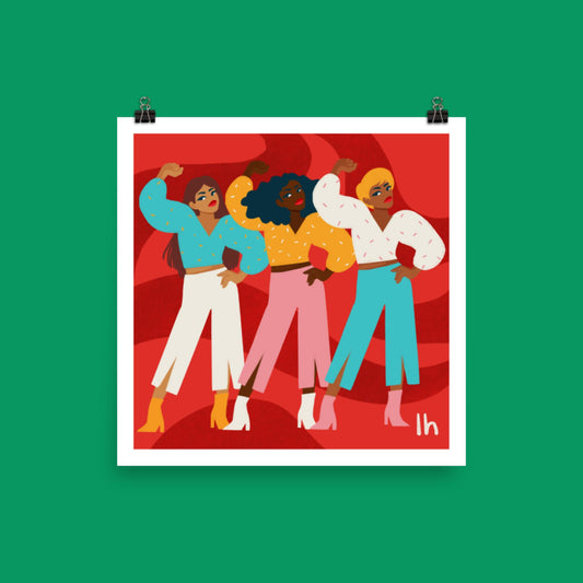 The Girls Are Out - Bold, Vibrant Matte Poster by Lo Harris