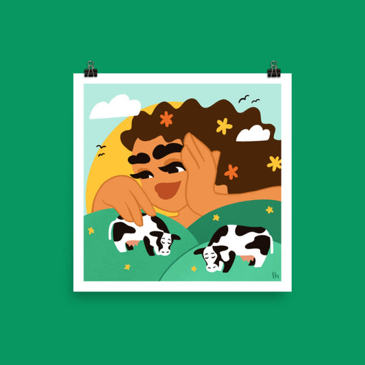 Cows! - Bold, Vibrant Matte Poster by Lo Harris