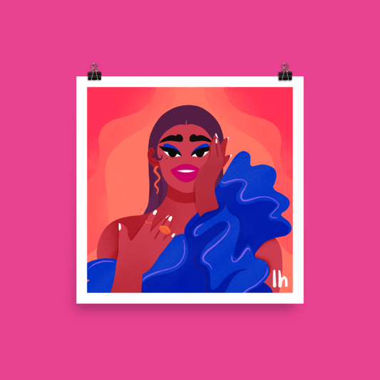 Blue Dress - Bold, Vibrant Matte Poster by Lo Harris