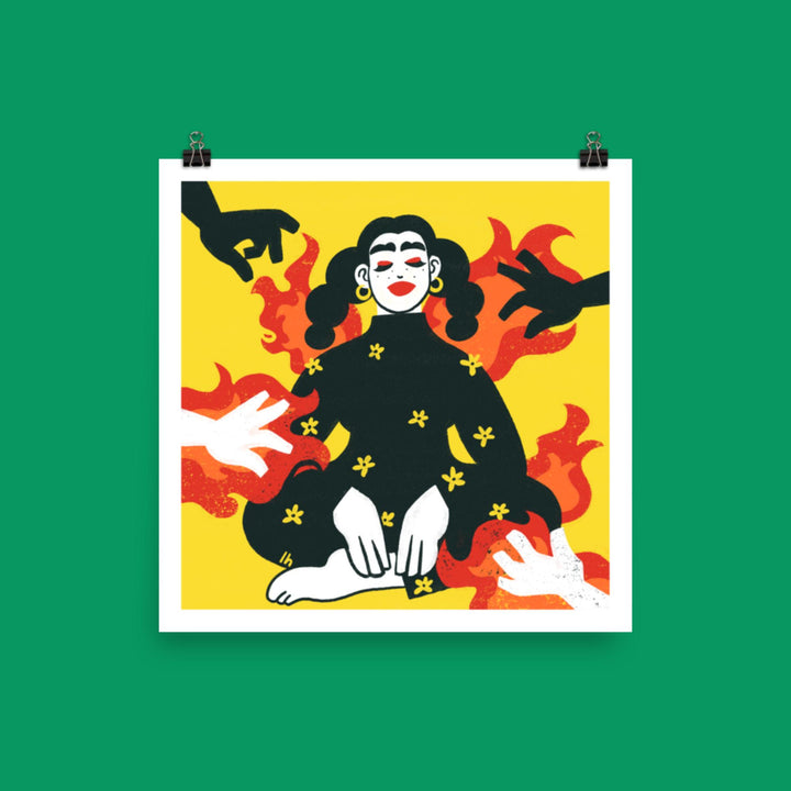 Girl on Fire - Bold, Vibrant Matte Poster by Lo Harris