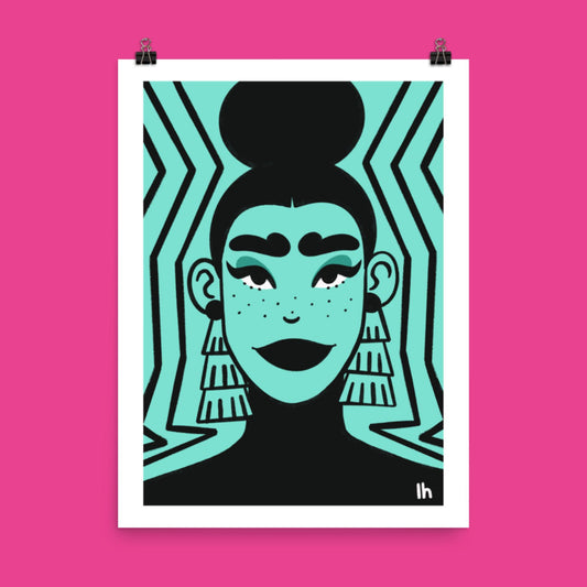 Blue Woman - Bold, Vibrant Matte Poster by Lo Harris